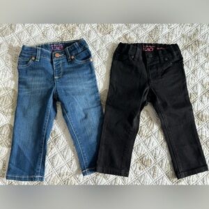 Girls 18-24 Months Childrens Place Jeans Blue Black Denim Set 2 pc Cotton